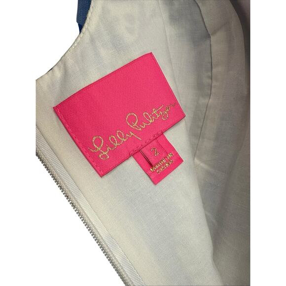 Lilly‎ Pulitzer Mila stretch Blue and White Sheath dress size 2 EUC - Picture 12 of 12